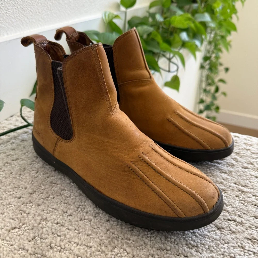 BARBOUR Tan NUBUCK Leather Chelsea Duck Boots Women 8‎ PULL ON LUXURY